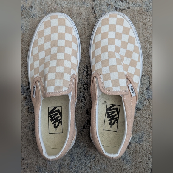 Vans Slip-On Sneakers - Beige and White Checkered - Picture 1 of 5